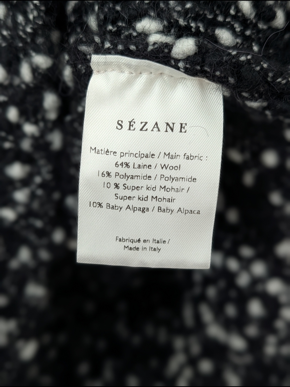 Sezane Juliette Jumper Black & White Speckled Knit Sweater, Size Small - Picture 5 of 12